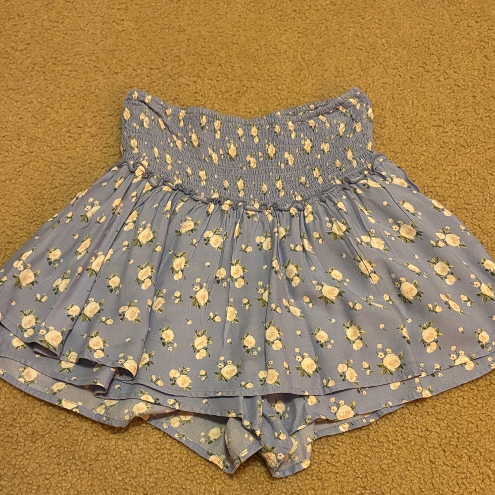 Hollister High Waist Floral Blue Skort